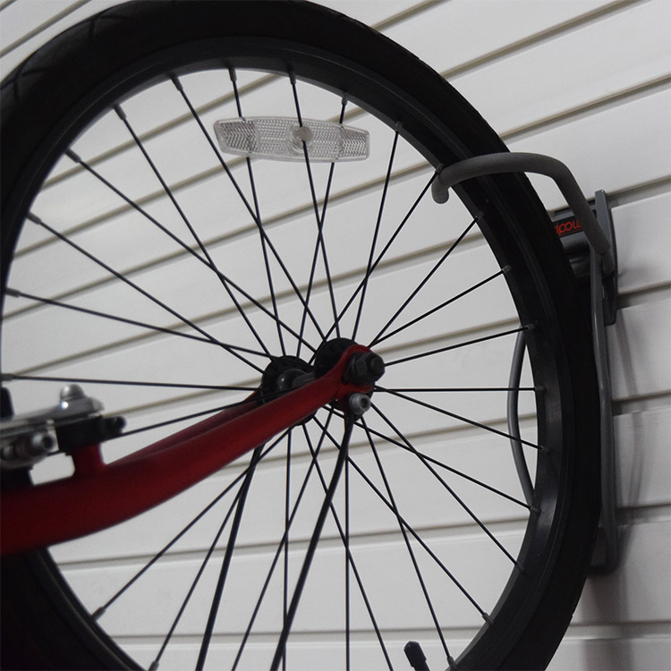 Gancho de bicicleta slatwall, acessórios de metal, revestimento de borracha, ganchos de bicicleta