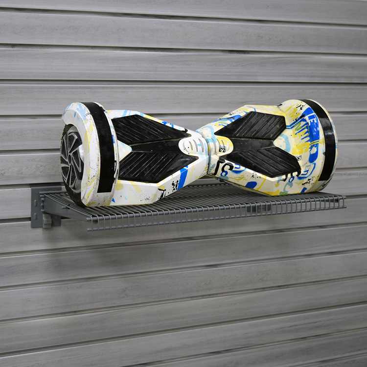 Prateleira de metal montada na parede de 24 polegadas, rack de armazenamento de garagem, suportes de aço carbono, prateleiras de slatwall 