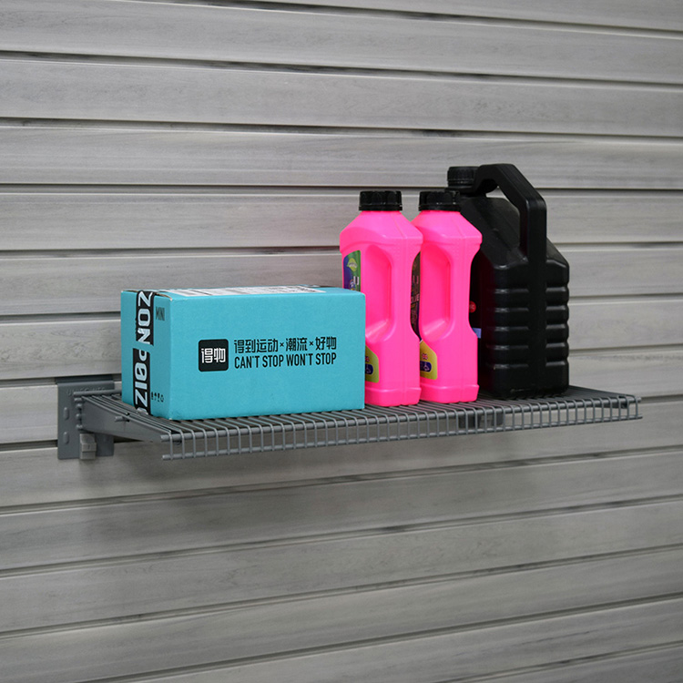 Prateleira de metal montada na parede de 24 polegadas, rack de armazenamento de garagem, suportes de aço carbono, prateleiras de slatwall 