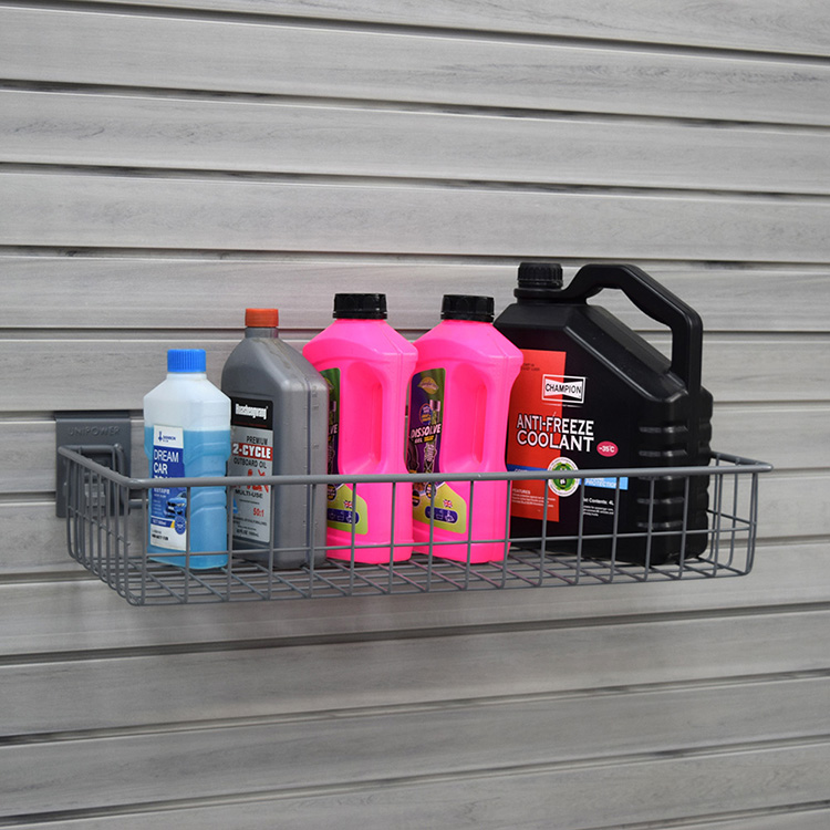 Cestas de metal resistentes atacado cesta suspensa de slatwall cinza médio durável