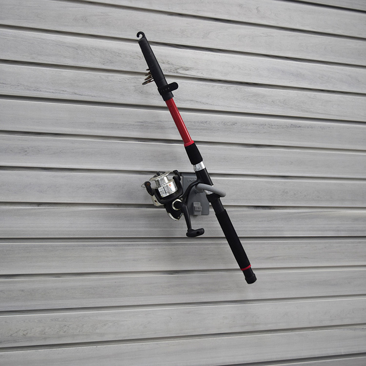 Gancho de suporte para vara de pesca de armazenamento montado na parede de ripas por atacado 